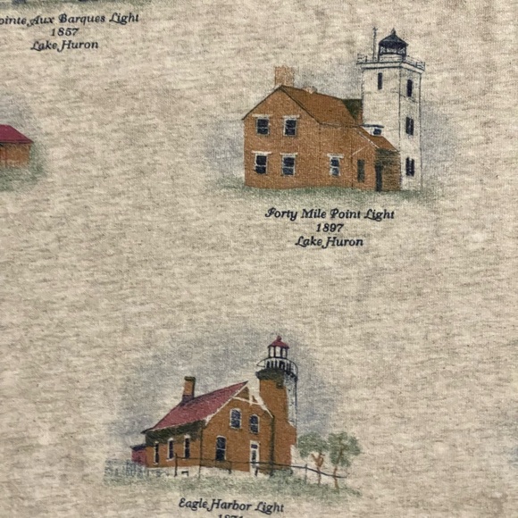 VINTAGE 90s | Light Houses All Over Printed. Great Lakes Lighthouses - Picture 5 of 13